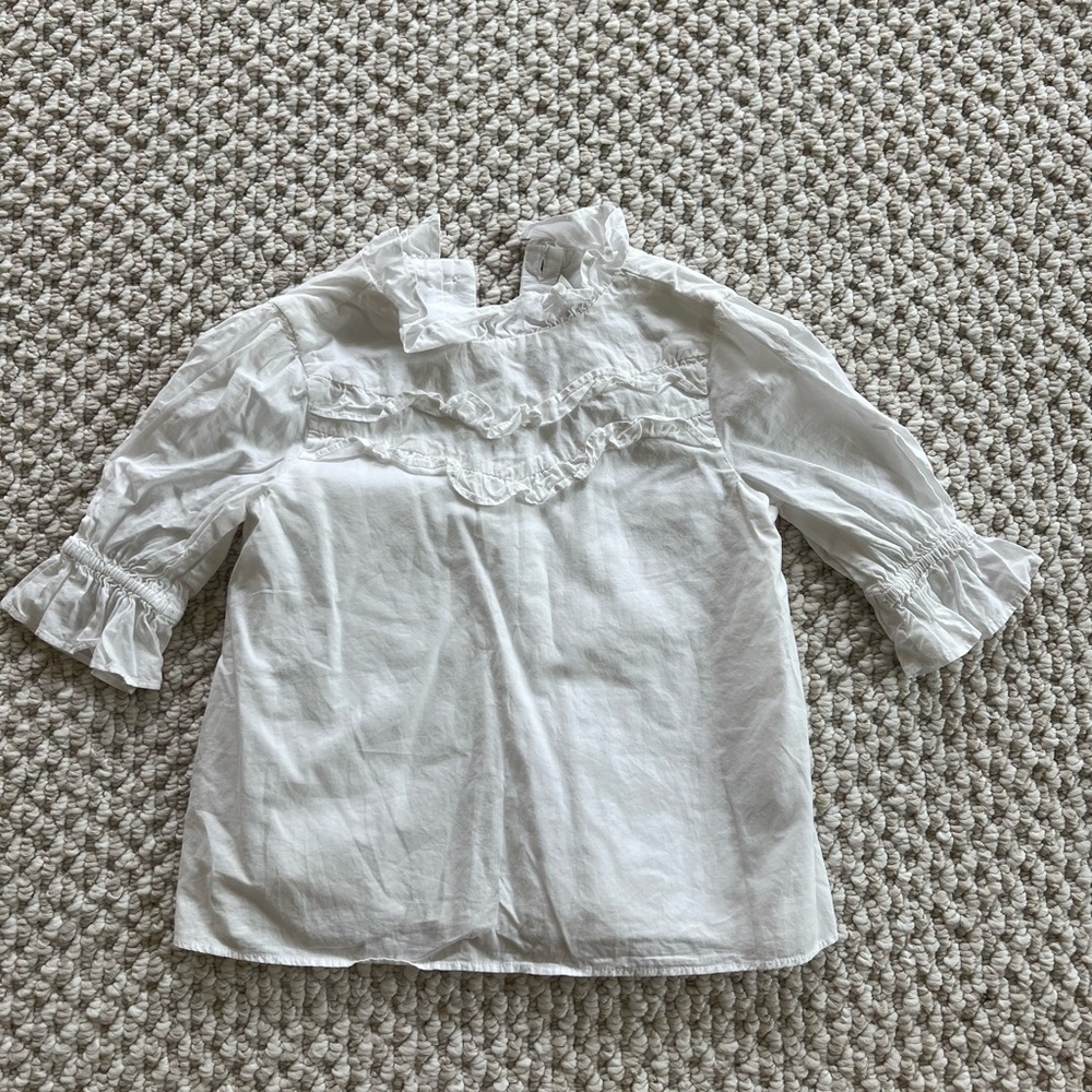 Janie & Jack White Kids Ruffled Top- Size 6